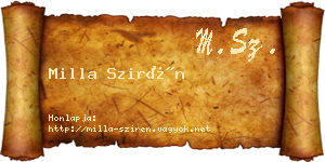 Milla Szirén névjegykártya